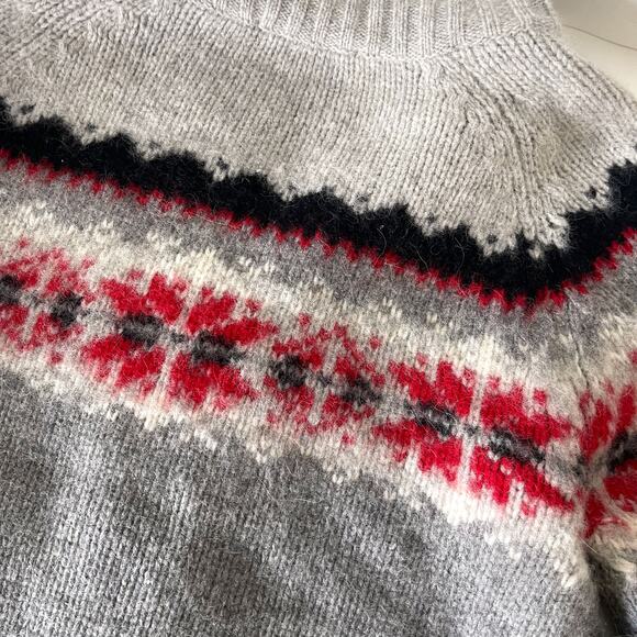 GREATPLAINS Lambswool Angora Fair Isle Snowflakes Cardigan in Multi Size L - Picture 12 of 15